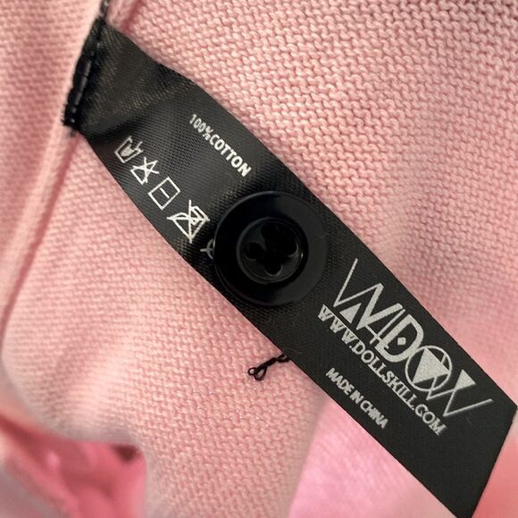 Dolls Kill Brand Widow Pink Cropped Cardigan w Spider Web Design Rockabilly Goth - Picture 6 of 7
